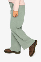 Stretch Corduroy Wide Leg Pants Pale Turquoise-2