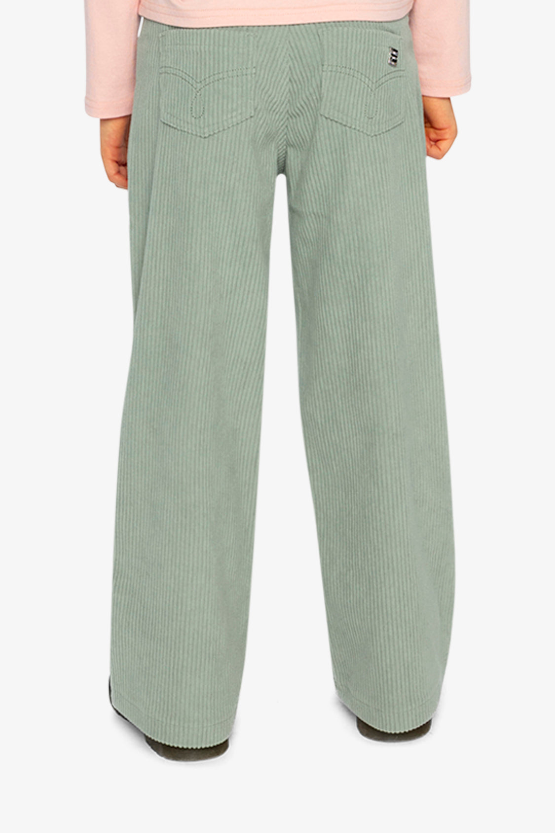 Stretch Corduroy Wide Leg Pants Pale Turquoise-3