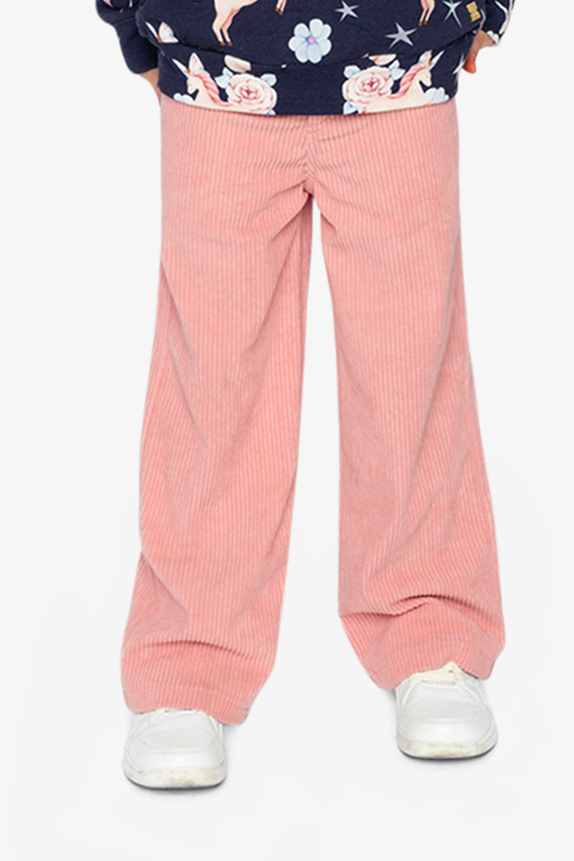 Stretch Corduroy Wide Leg Pants Pink-1