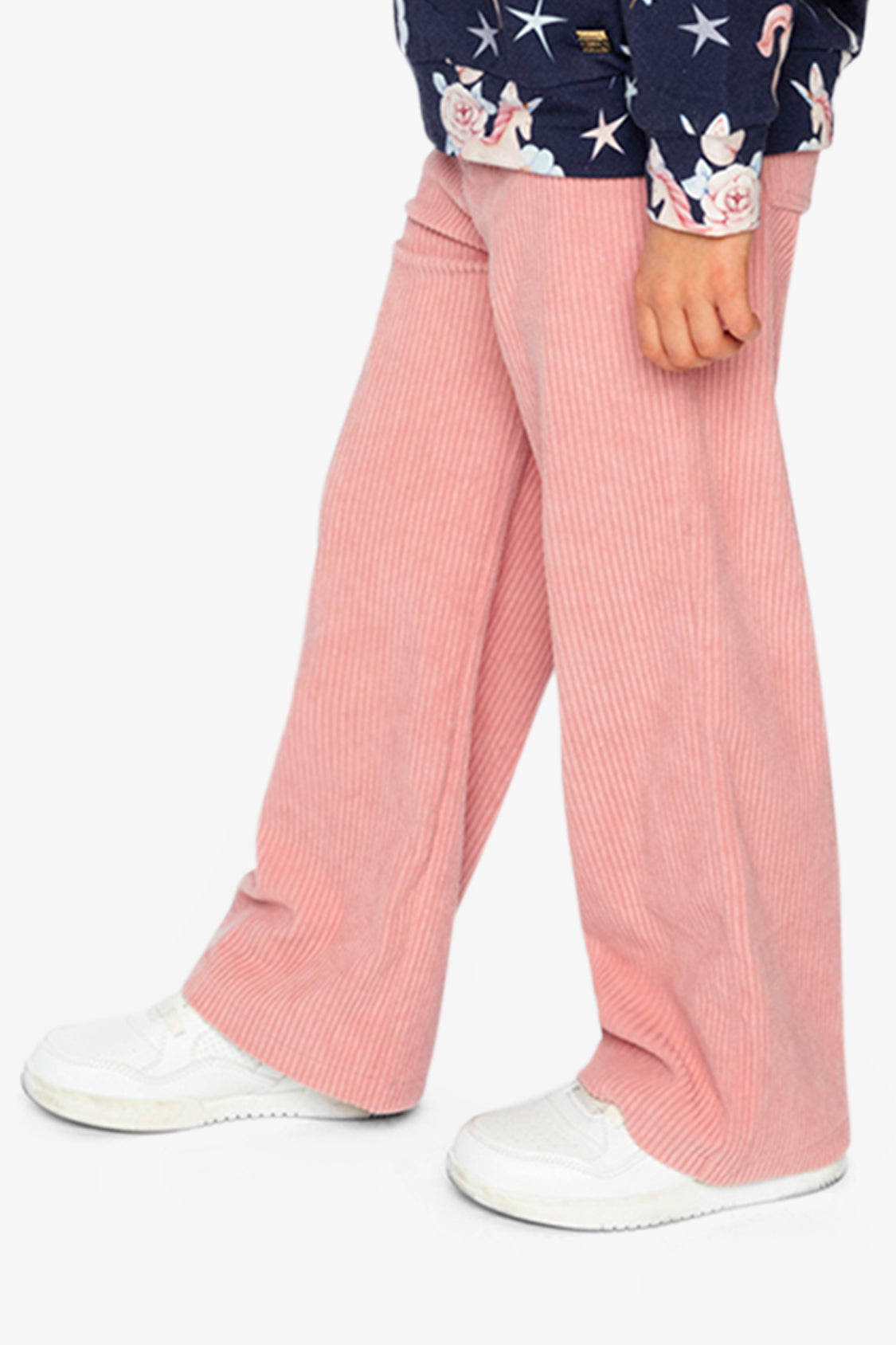 Stretch Corduroy Wide Leg Pants Pink-2