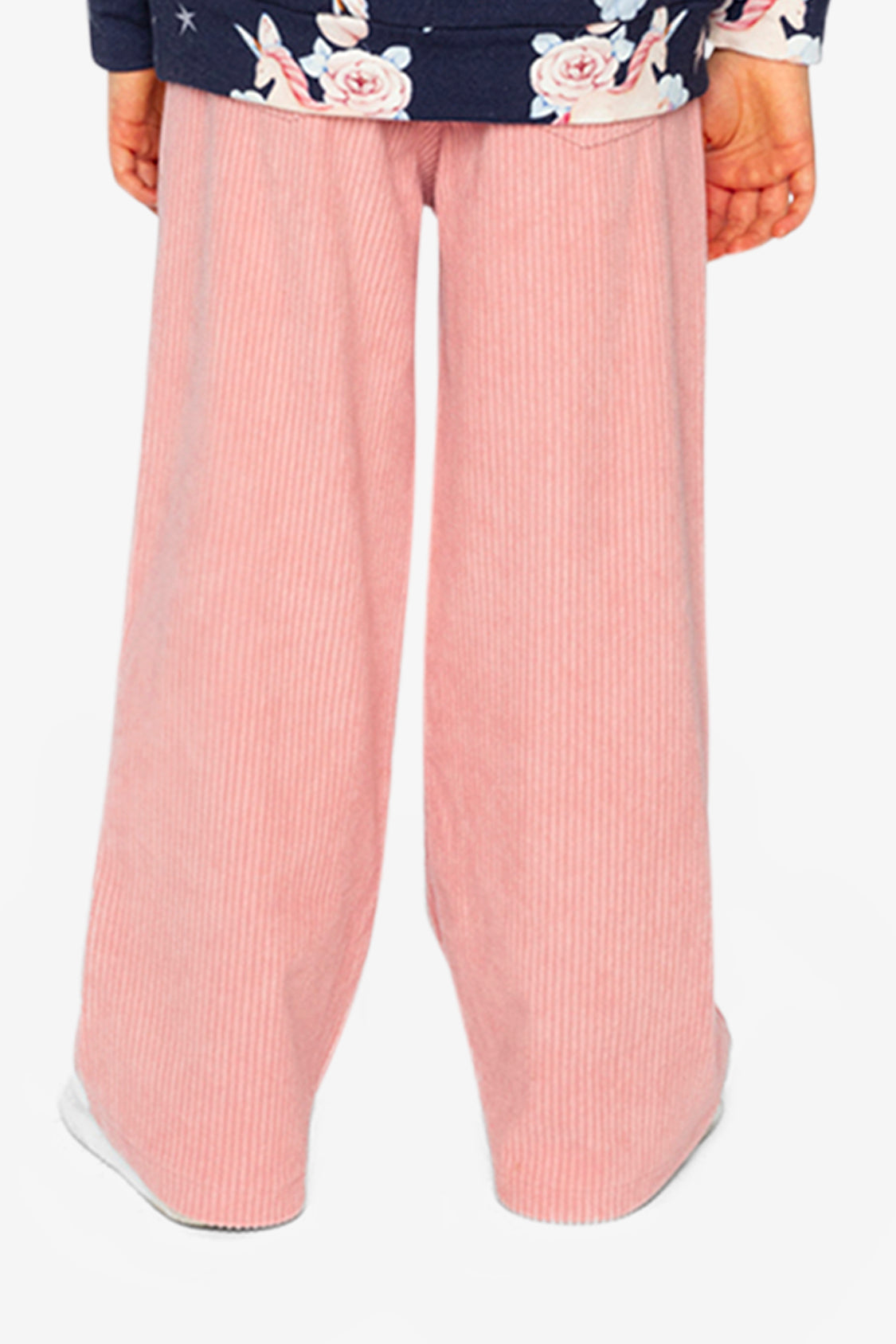 Stretch Corduroy Wide Leg Pants Pink-3
