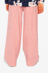 Stretch Corduroy Wide Leg Pants Pink-3