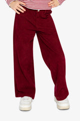 Stretch Corduroy Wide Leg Pants Reddish-Brown-1