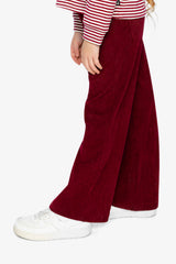 Stretch Corduroy Wide Leg Pants Reddish-Brown-2
