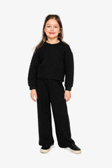 Wide Leg Jacquard Pants Black-4