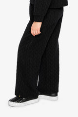 Wide Leg Jacquard Pants Black-2