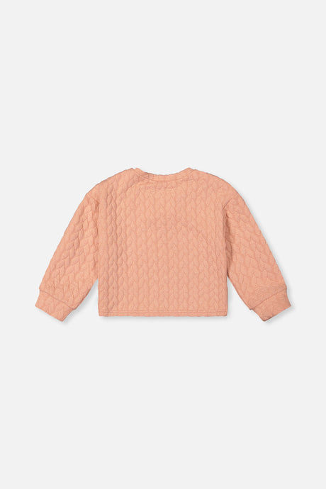 Back view of the Deux par Deux pink jacquard sweatshirt