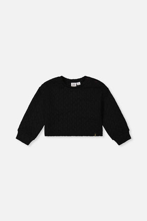 Jacquard Sweatshirt Black by Deux par Deux, flat front view