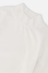 Deux par Deux Brushed Rib Mock Neck Top Off-White