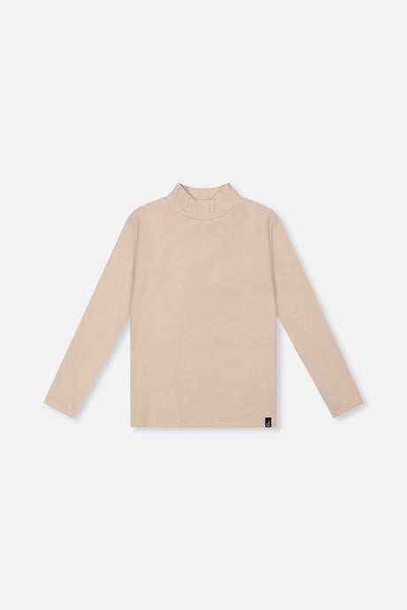 Brushed Rib Mock Neck Top Beige-0