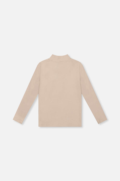 Deux par Deux Brushed Rib Mock Neck Top Beige product image P2