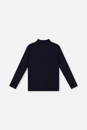 Brushed Rib Mock Neck Top Dark Blue-0
