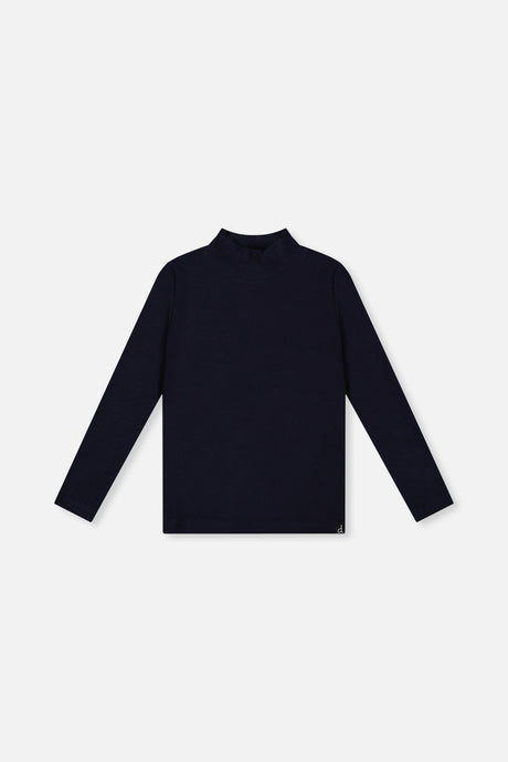 Brushed Rib Mock Neck Top Dark Blue-0