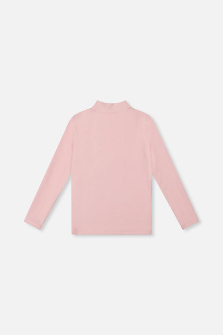 Deux par Deux Brushed Rib Mock Neck Top Pale Dusty Pink product image P2