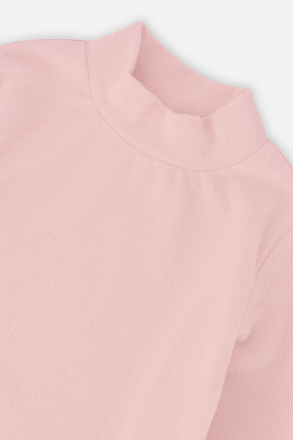 Deux par Deux Brushed Rib Mock Neck Top Pale Dusty Pink