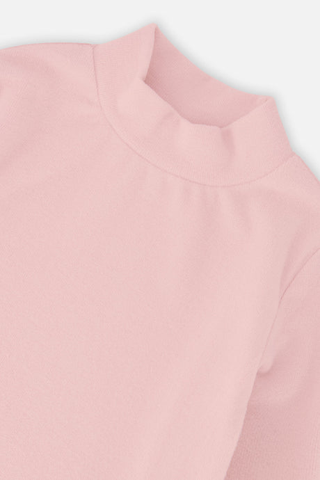 Deux par Deux Brushed Rib Mock Neck Top Pale Dusty Pink