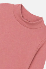 Deux par Deux Brushed Rib Mock Neck Top Pink