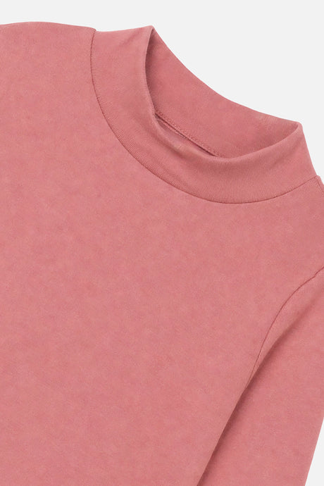 Deux par Deux Brushed Rib Mock Neck Top Pink