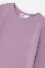 Deux par Deux Brushed Rib Crew Neck Top Violet