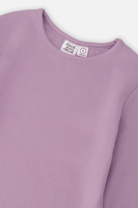 Deux par Deux Brushed Rib Crew Neck Top Violet