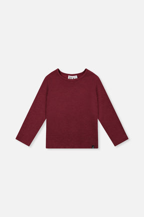 Brushed Rib Crew Neck Top Reddish-Brown-0