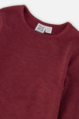 Deux par Deux Brushed Rib Crew Neck Top Reddish-Brown