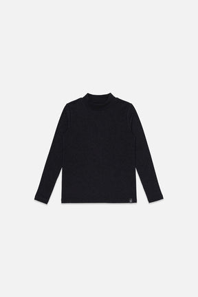 Brushed Rib Crew Neck Top Black-0