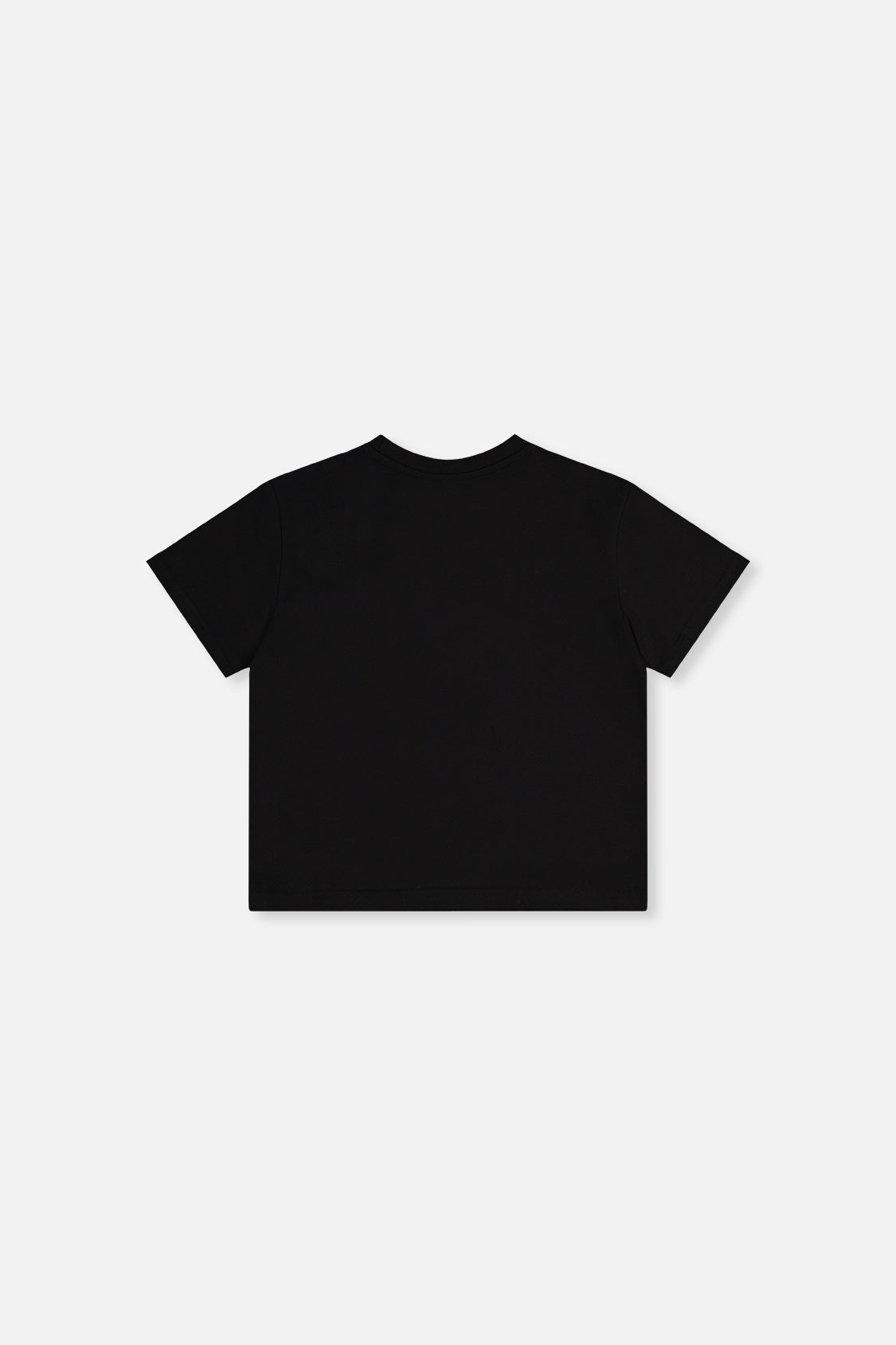 Deux par Deux girls' heavy jersey wide short sleeve t-shirt in black, back view