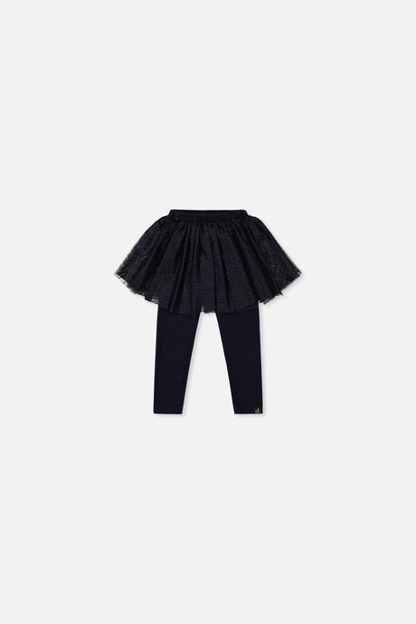 Baby Leggings With Integrated Tulle Skirt Dark Blue-0
