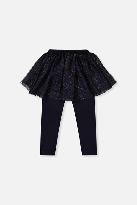 Deux par Deux Leggings With Integrated Tulle Skirt Dark Blue product image P2