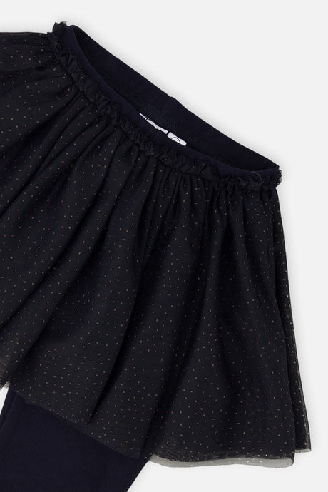 Baby Leggings With Integrated Tulle Skirt Dark Blue-2