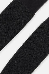 Knit Textured Fur Tights Black-2