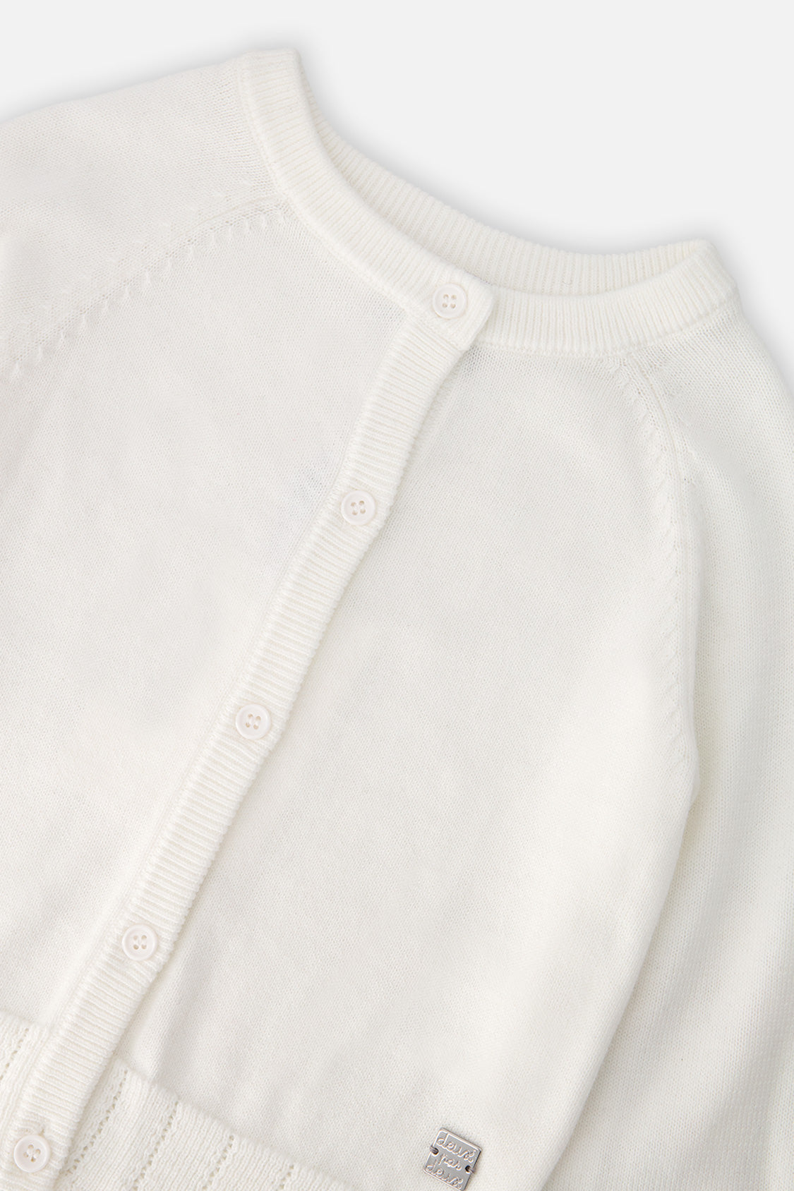 Deux par Deux off-white knit cardigan for girls, additional view