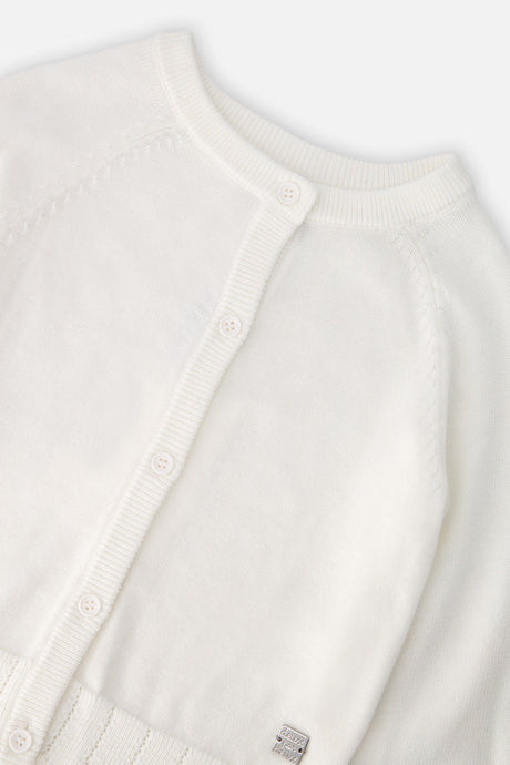 Deux par Deux off-white knit cardigan for girls, additional view