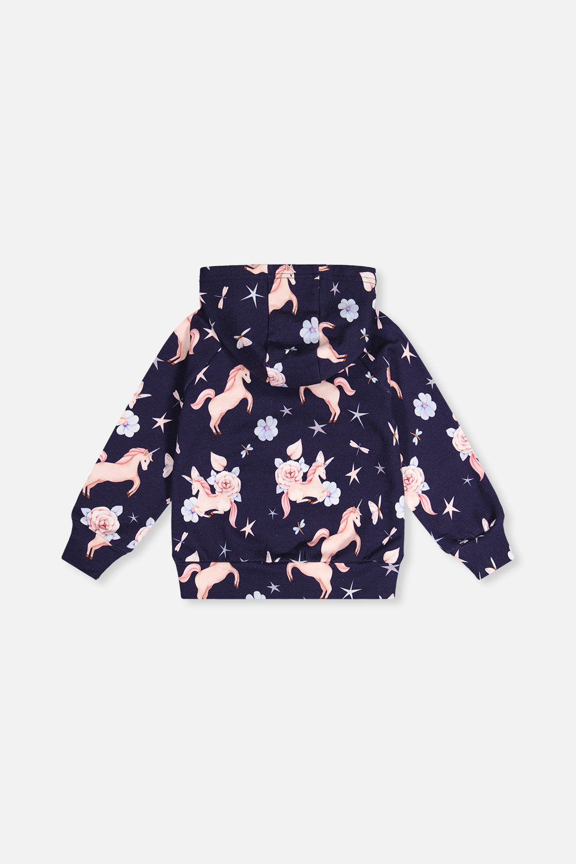 Deux par Deux Printed Hoodie Purple Unicorn Print