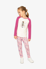 Printed Leggings Pink Printed Daisies-4