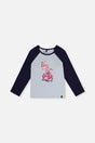 Raglan Organic Cotton T-Shirt Dark And Pale Blue-0