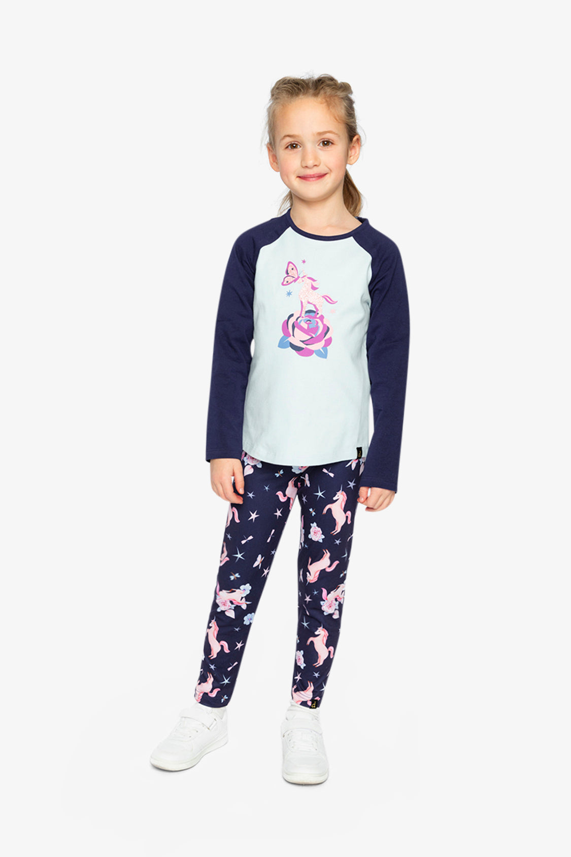 Raglan Organic Cotton T-Shirt Dark And Pale Blue-4
