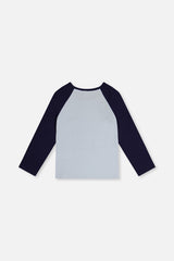 Deux par Deux Raglan Organic Cotton T-Shirt Dark And Pale Blue product image P2