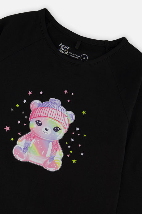 Deux par Deux Raglan Organic Cotton T-Shirt Black