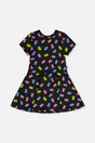 Short Sleeve Dress Black Printed Gummy Bears-0
