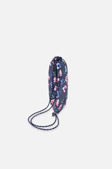 Drawstring Bag Blue Floral Print-1