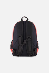 Back view of Deux par Deux kids backpack showing padded straps and black back panel.