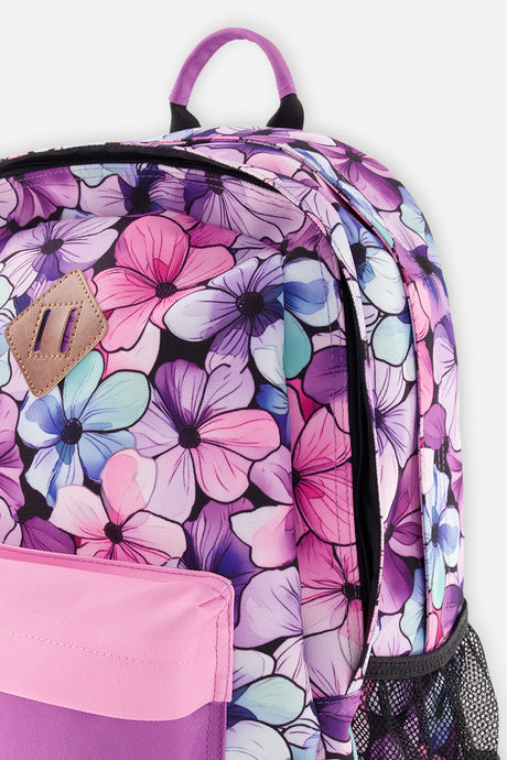 Kids Backpack Black Floral Print-2