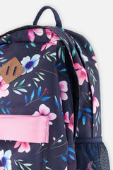 Kids Backpack Blue Floral Print-2
