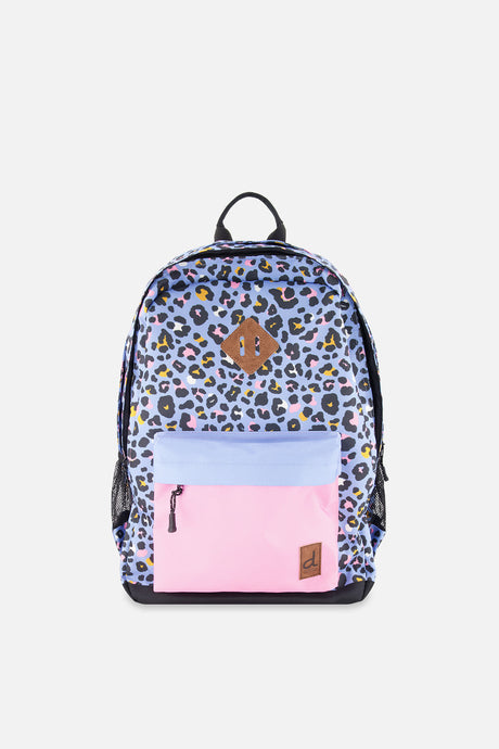 Kids Backpack Blue Leopard Print-0