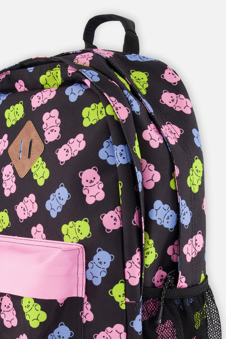 Kids Backpack Black Printed Gummy Bears-3