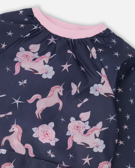 Apron Navy Unicorn Print-2