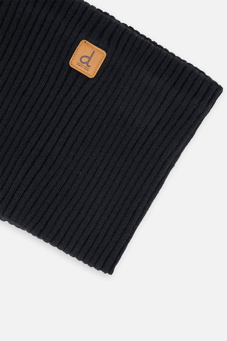 Ribbed Knit Neckwarmer Black-2