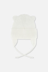 Baby Knit Hat With Strings Off-White-1